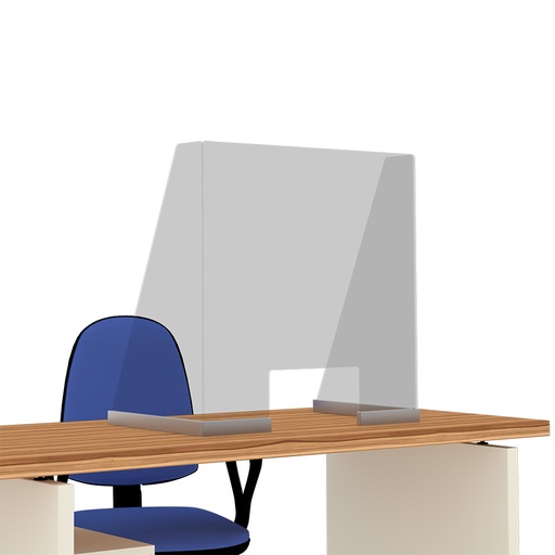 [049114] Mampara de cristal para mostrador con ventanilla y laterales - Dim.: 700x400x700h mm - Cristal templado