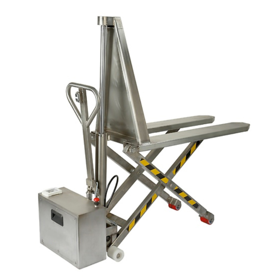 [049200] Transpaleta de pantógrafo de movimiento manual y elevación eléctrica de acero inoxidable - Dim. palas: 1150x540 mm - Inoxidable