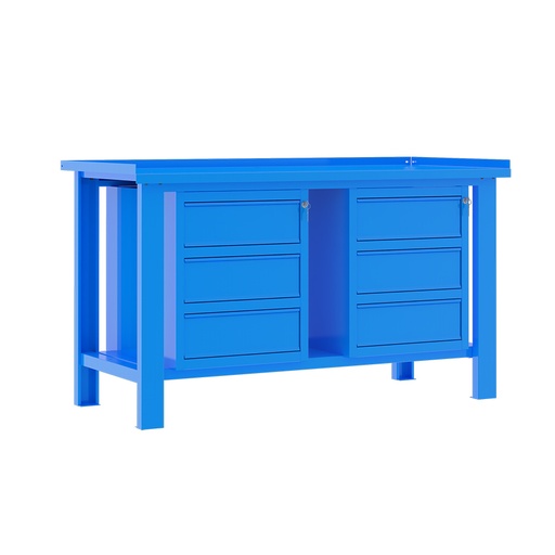[049331] Banco de trabajo desmontable con encimera de acero - Dim.: 1500x700x890h mm - Azul ral 5015