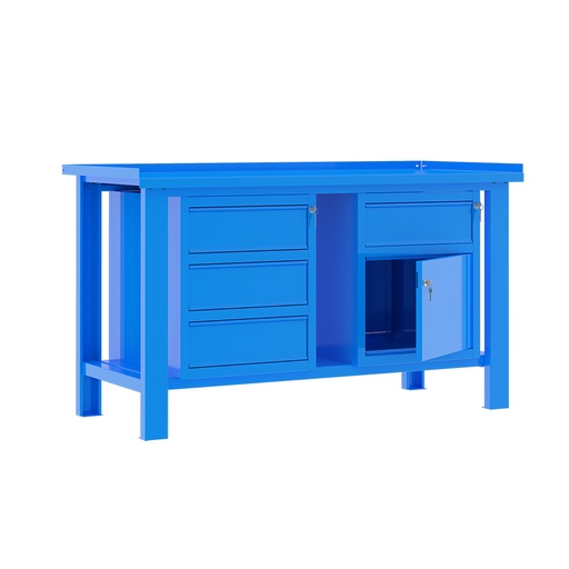 [049333] Banco de trabajo desmontable con encimera de acero sin reborde - Dim.: 1500x700x890h mm - Azul ral 5015