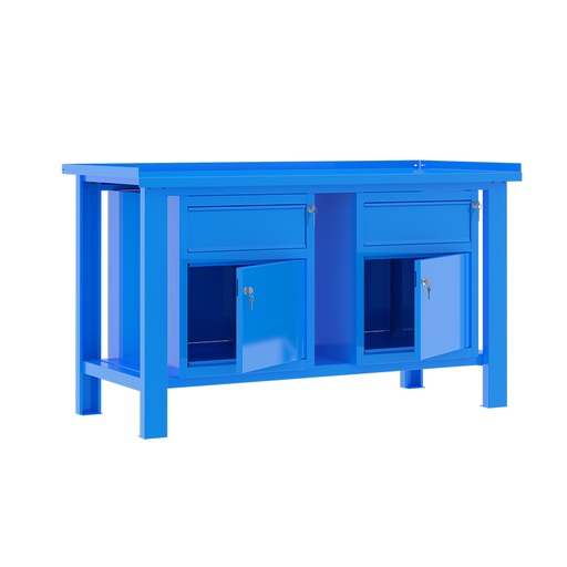 [049335] Banco de trabajo desmontable con encimera de acero sin reborde - Dim.: 1500x700x890h mm - Azul ral 5015