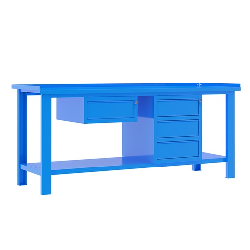 [049357] Banco de trabajo desmontable con encimera de acero - Dim.: 2000x700x877h mm - Azul ral 5015