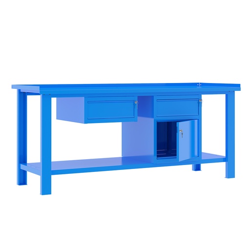 [049359] Banco de trabajo desmontable con encimera de acero - Dim.: 2000x700x877h mm - Azul ral 5015