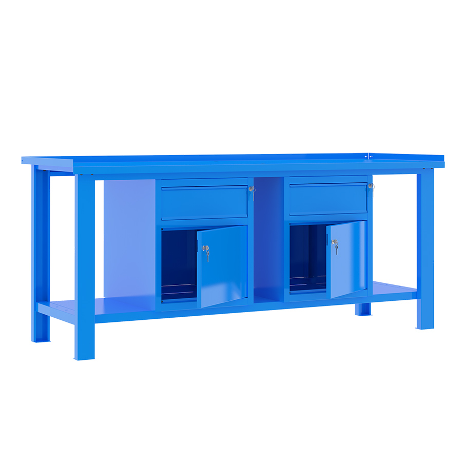 [049363] Banco de trabajo desmontable con encimera de acero - Dim.: 2000x700x877h mm - Azul ral 5015