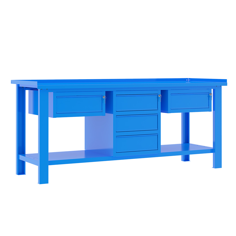[049367] Banco de trabajo desmontable con encimera de acero - Dim.: 2000x700x877h mm - Azul ral 5015