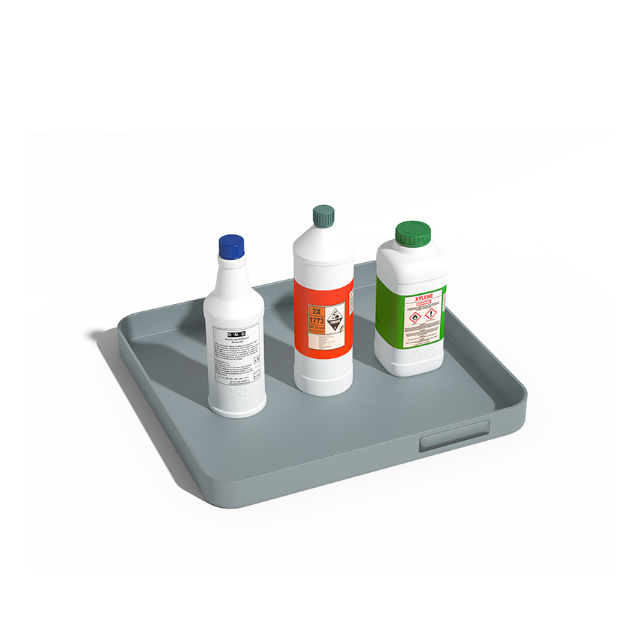 [049371] Cubeta colectora plástica de 5 lts. de capacidad para recipientes pequeños - Dim.: 445x415x45h mm - Gris