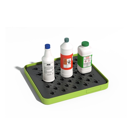 [049372] Cubeta colectora plástica de 5 lts. de capacidad para recipientes pequeños con rejilla - Dim.: 445x415x45h mm - Verde