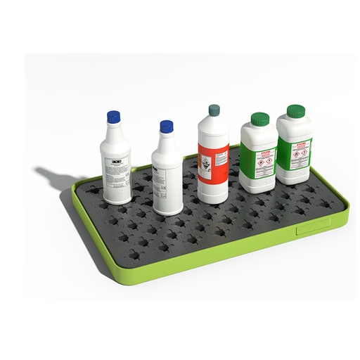 [049376] Cubeta colectora plástica de 8 lts. de capacidad para recipientes pequeños con rejilla - Dim.: 635x410x50h mm - Verde