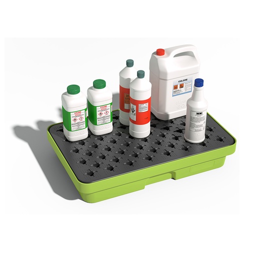 [049384] Cubeta colectora plástica de 20 lts. de capacidad para recipientes pequeños con rejilla - Dim.: 640x410x115h mm - Verde