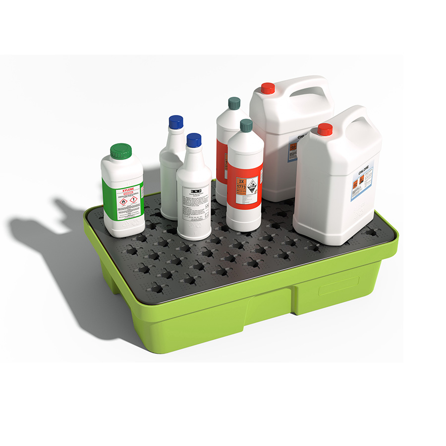 [049388] Cubeta colectora plástica de 30 lts. de capacidad para recipientes pequeños con rejilla - Dim.: 640x410x165h mm - Verde