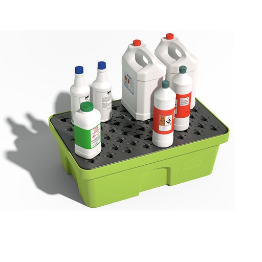 [049391] Cubeta colectora plástica de 40 lts. de capacidad para recipientes pequeños con rejilla - Dim.: 640x410x220h mm - Verde