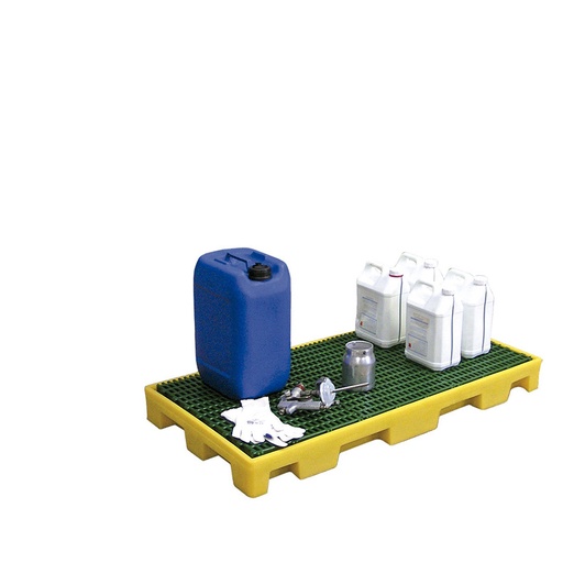 [049395] Cubeta colectora plástica de 60 lts. de capacidad para botellas y garrafas con rejilla - Dim.: 1245x625x115h mm - Amarillo