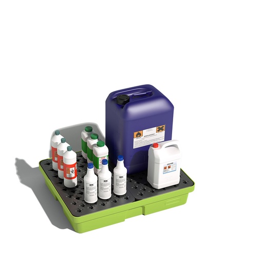 [049398] Cubeta colectora plástica de 60 lts. de capacidad para botellas y garrafas con rejilla - Dim.: 805x640x150h mm - Verde