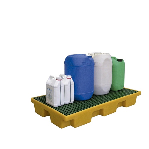 [049403] Cubeta colectora plástica de 80 lts. de capacidad para botellas y garrafas con rejilla - Dim.: 1220x660x150h mm - Amarillo