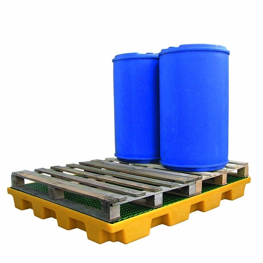 [049426] Cubeto de retención de plástico con rejilla plástica - Cap.: 240 lts. - Dim.: 1610x1270x150h mm - Amarillo