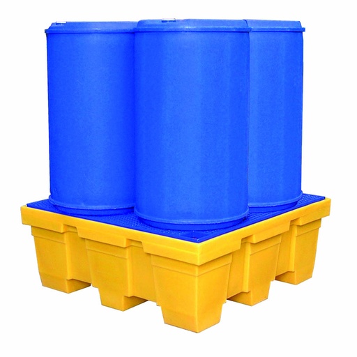 [049444] Cubeto de retención de plástico con rejilla plástica - Cap.: 450 lts. - Dim.: 1250x1250x475h mm - Amarillo