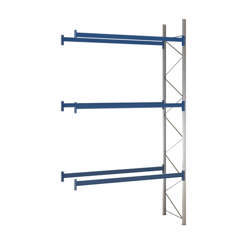 [049477] Estantería de paletización adicional con 3 niveles de carga de 2500 kg cada uno - Dim.: 2300x1100x5000h mm - Galvanizado y azul ral 5010