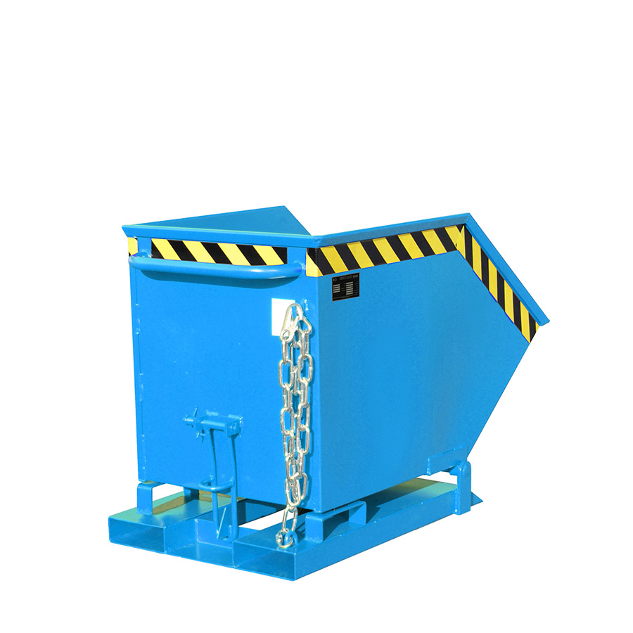 [049623] Contenedor basculante manual con guías para carretilla - Capacidad 0,25 m³ - Dim.: 1130x590x740h mm - Azul ral 5012