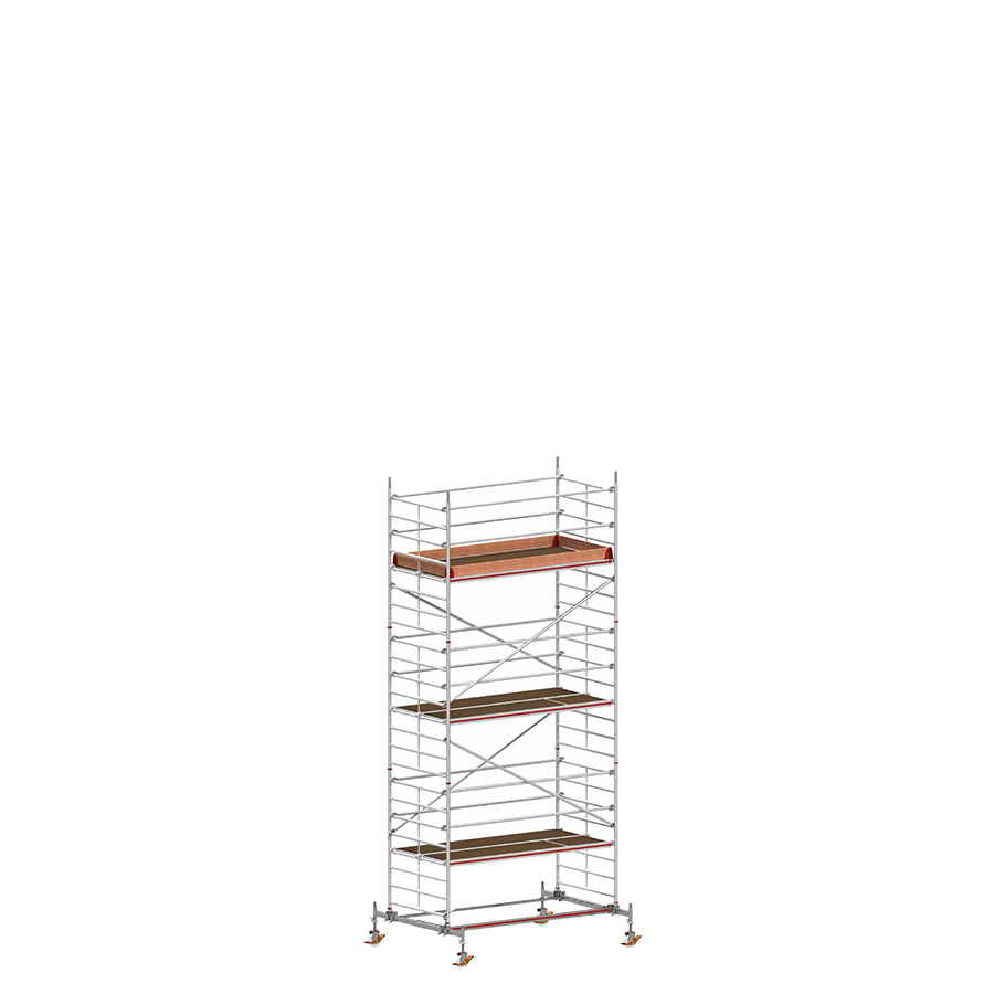 [049840] Andamio móvil con traviesas de apoyo y 3 plataformas de trabajo - Dim.: 3048x2100x6820h mm - Aluminio
