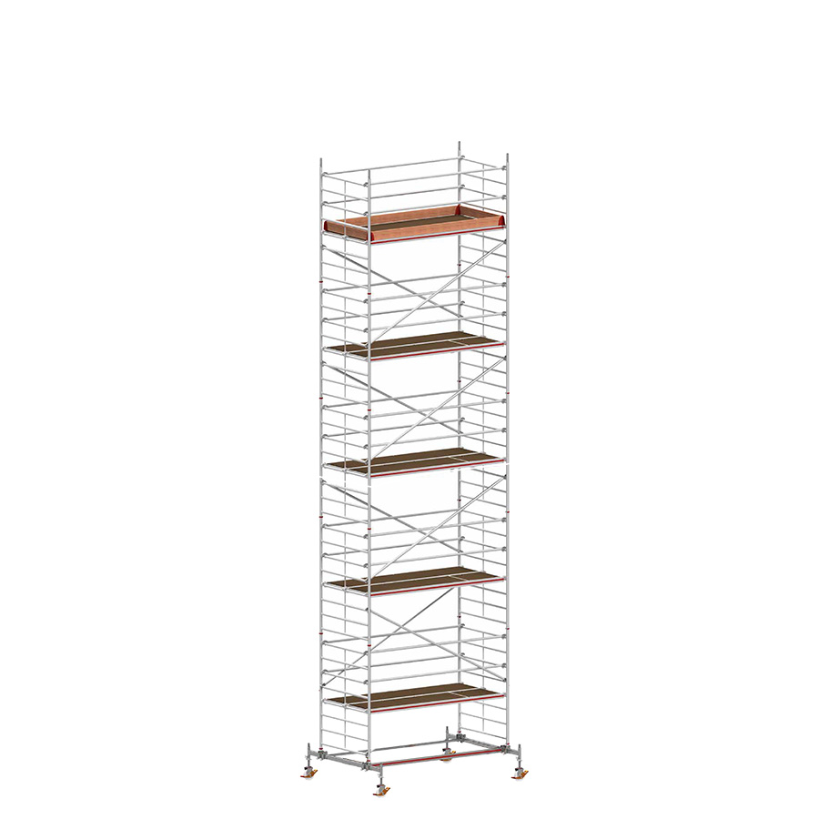 [049844] Andamio móvil con traviesas de apoyo y 5 plataformas de trabajo - Dim.: 3048x2100x10820h mm - Aluminio