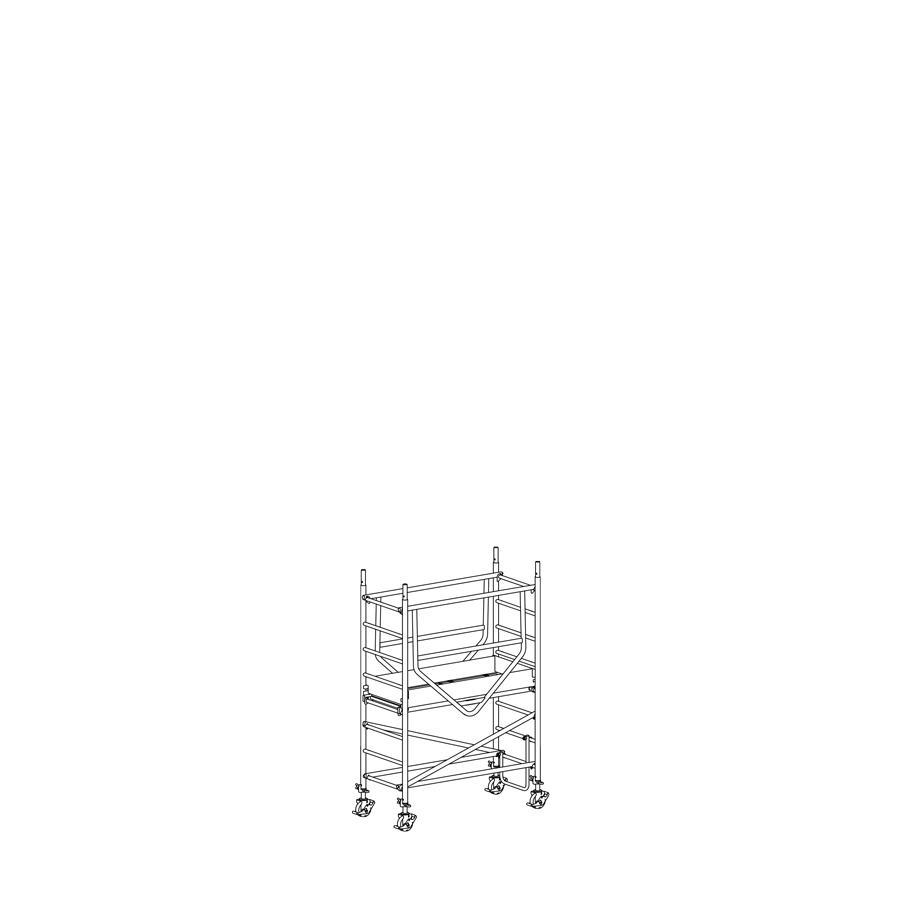 [049849] Andamio de aluminio de seguridad sin estabilizadores y con 1 plataforma - Dim.: 1665x695x2490h mm - Aluminio