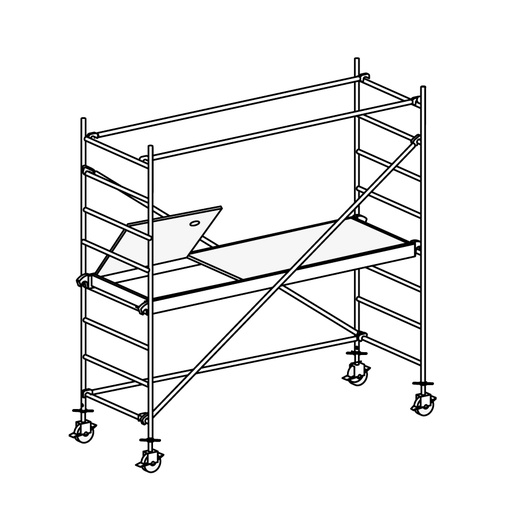 [049870] Andamio de aluminio de seguridad sin estabilizadores y con 1 plataforma - Dim.: 1985x735x2490h mm - Aluminio