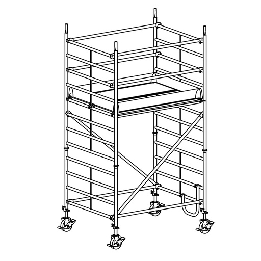 [049886] Andamio móvil modular con 1 plataforma - Dim.: 1985x1385x3640h mm - Aluminio
