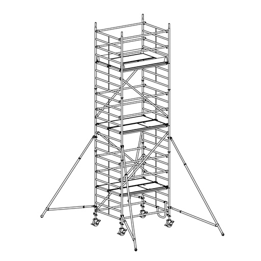 [049889] Andamio móvil modular con estabilizadores y 3 plataformas - Dim.: 1985x1385x6640h mm - Aluminio