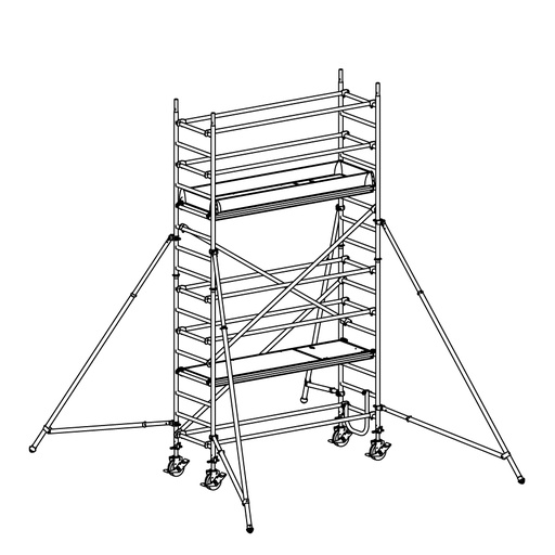 [049912] Andamio móvil de calidad profesional con 2 plataformas - Dim.: 2535x735x4640h mm - Aluminio