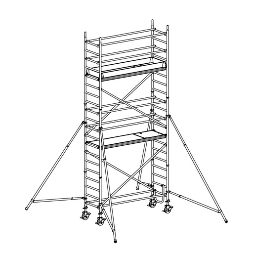 [049913] Andamio móvil de calidad profesional con 2 plataformas - Dim.: 2535x735x5640h mm - Aluminio