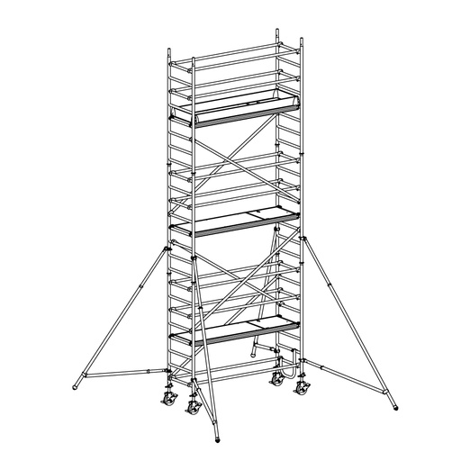 [049914] Andamio móvil de calidad profesional con 3 plataformas - Dim.: 2535x735x6640h mm - Aluminio