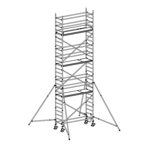 [049915] Andamio móvil de calidad profesional con 3 plataformas - Dim.: 2535x735x7640h mm - Aluminio
