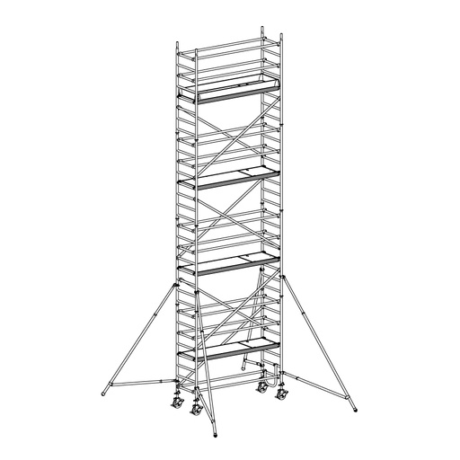 [049916] Andamio móvil de calidad profesional con 4 plataformas - Dim.: 2535x735x8640h mm - Aluminio