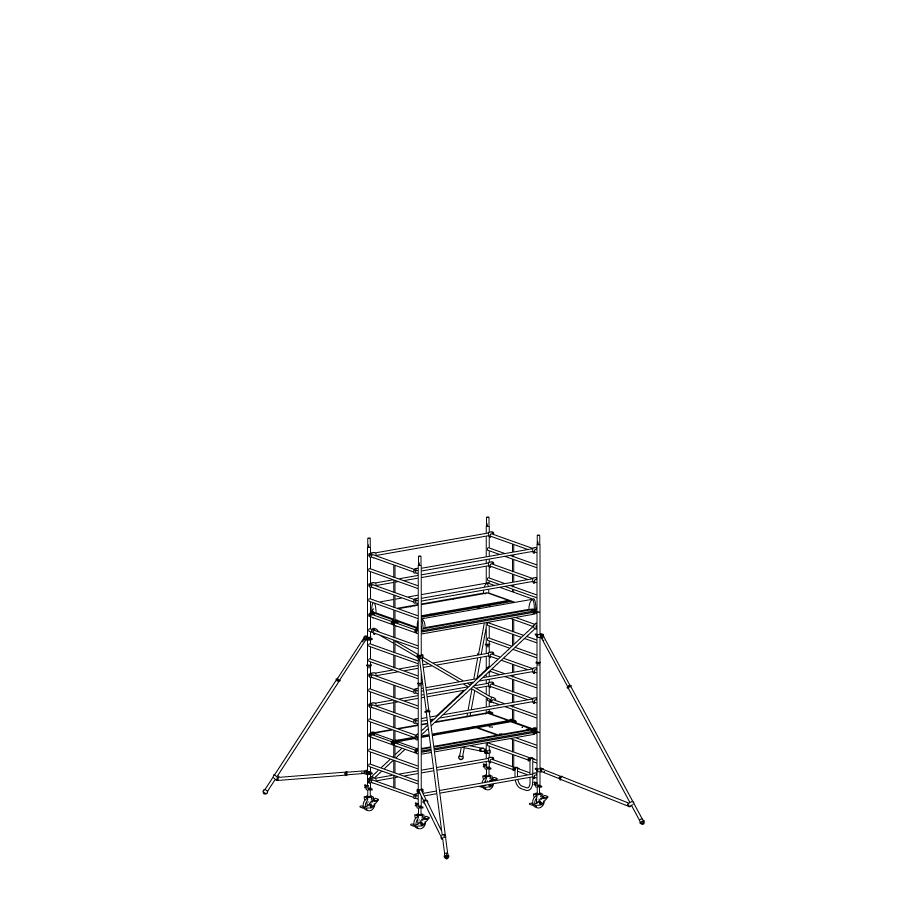 [049924] Andamio móvil modular con estabilizadores y 2 plataformas - Dim.: 2548x1385x3640h mm - Aluminio