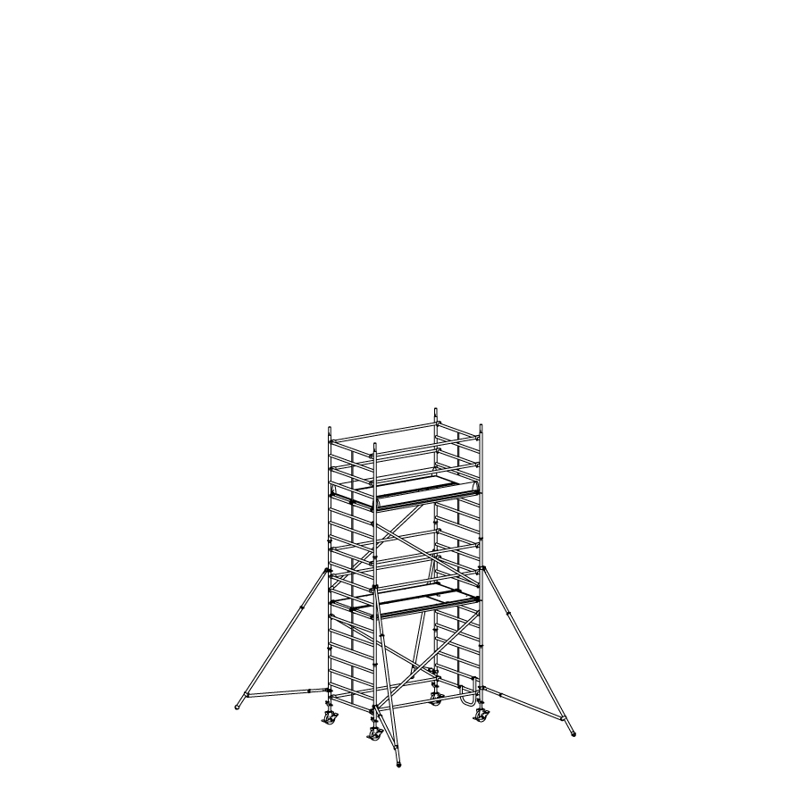 [049925] Andamio móvil modular con estabilizadores y 2 plataformas - Dim.: 2548x1385x3640h mm - Aluminio