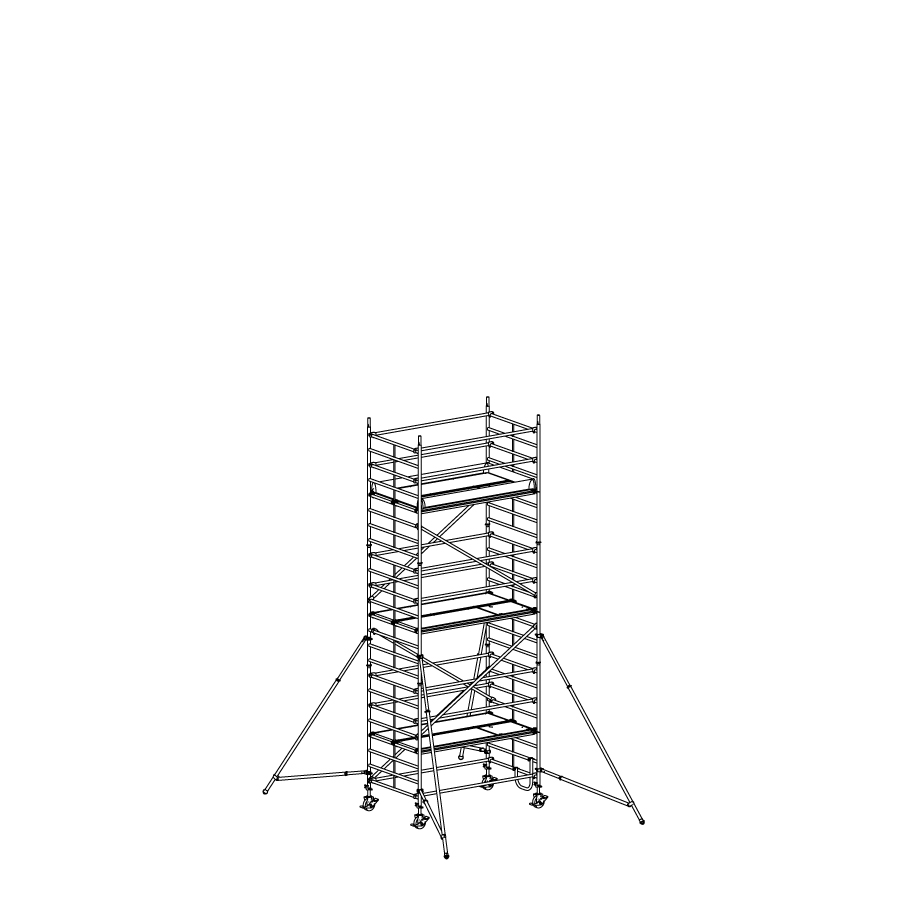 [049926] Andamio móvil modular con estabilizadores y 3 plataformas - Dim.: 2548x1385x3640h mm - Aluminio