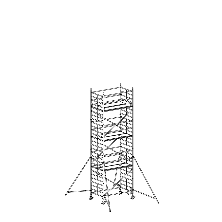 [049927] Andamio móvil modular con estabilizadores y 3 plataformas - Dim.: 2548x1385x3640h mm - Aluminio