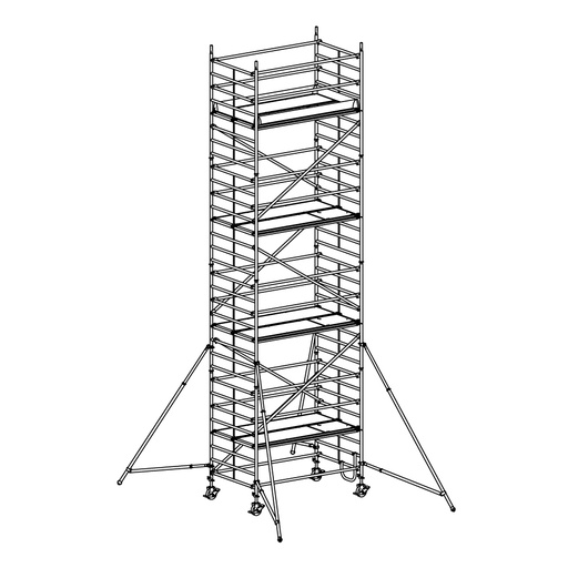 [049928] Andamio móvil modular con estabilizadores y 4 plataformas - Dim.: 2548x1385x3640h mm - Aluminio