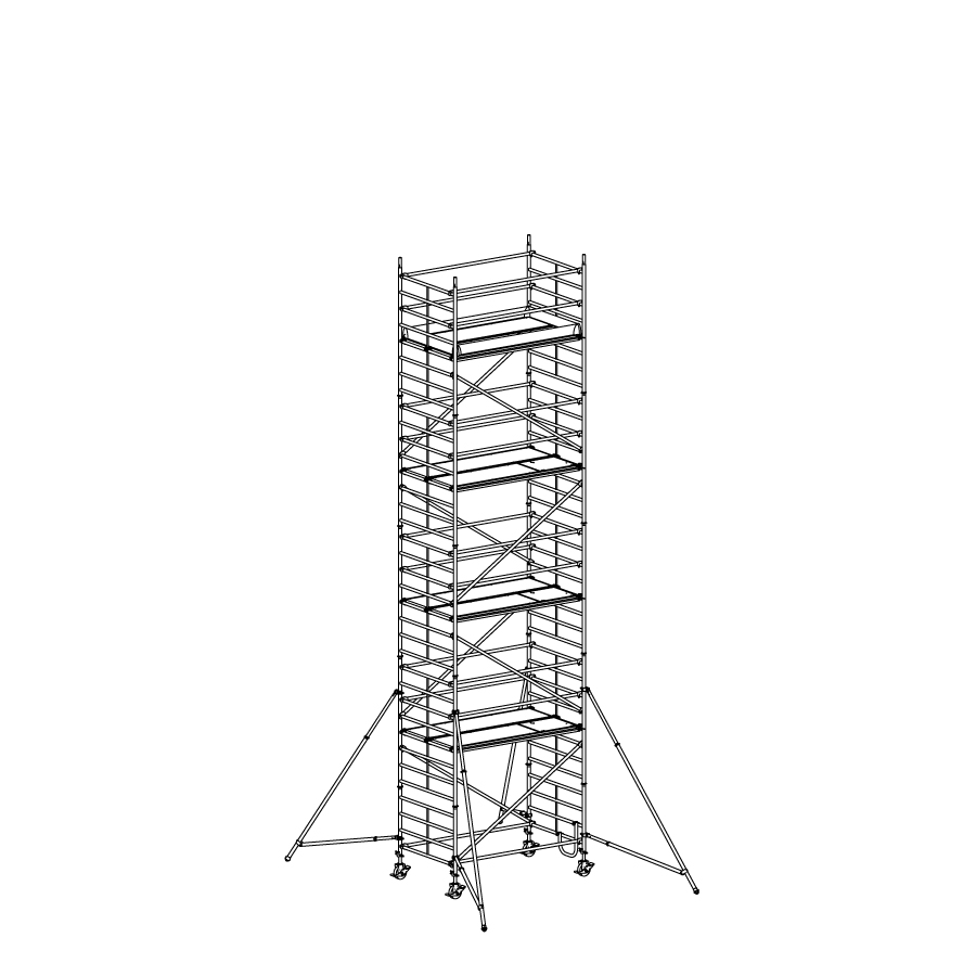 [049929] Andamio móvil modular con estabilizadores y 4 plataformas - Dim.: 2548x1385x3640h mm - Aluminio