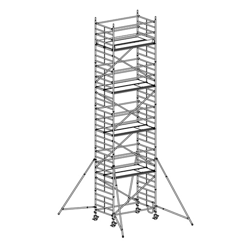 [049929] Andamio móvil modular con estabilizadores y 4 plataformas - Dim.: 2548x1385x3640h mm - Aluminio