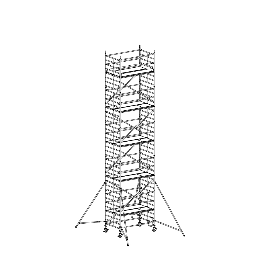 [049930] Andamio móvil modular con estabilizadores y 5 plataformas - Dim.: 2548x1385x3640h mm - Aluminio