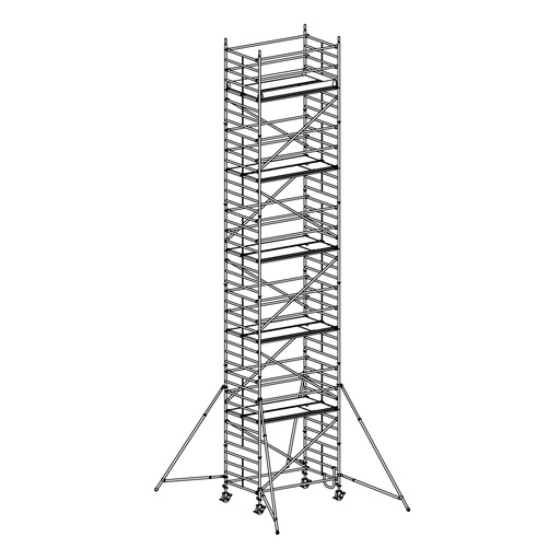 [049931] Andamio móvil modular con estabilizadores y 5 plataformas - Dim.: 2548x1385x3640h mm - Aluminio