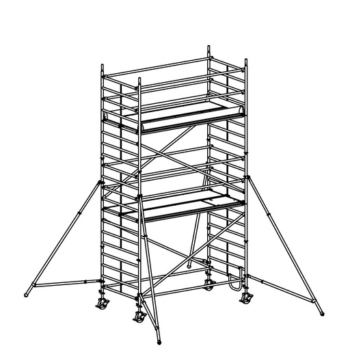 [049947] Andamio móvil modular con estabilizadores y 2 plataformas - Dim.: 3048x1398x5640h mm - Aluminio