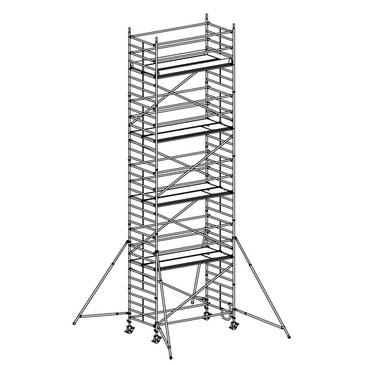 [049951] Andamio móvil modular con estabilizadores y 4 plataformas - Dim.: 3048x1398x9640h mm - Aluminio