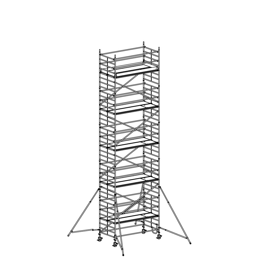 [049952] Andamio móvil modular con estabilizadores y 5 plataformas - Dim.: 3048x1398x10640h mm - Aluminio