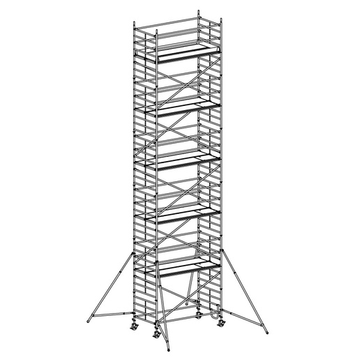 [049953] Andamio móvil modular con estabilizadores y 5 plataformas - Dim.: 3048x1398x11640h mm - Aluminio