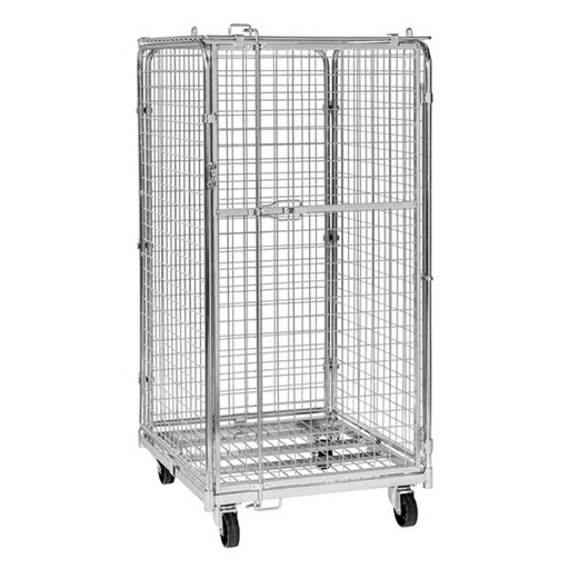 [049991] Roll contenedor de varilla cincada con 3 lados y 1 puerta abatible - Dim.: 795x715x1505h mm - Acero cincado
