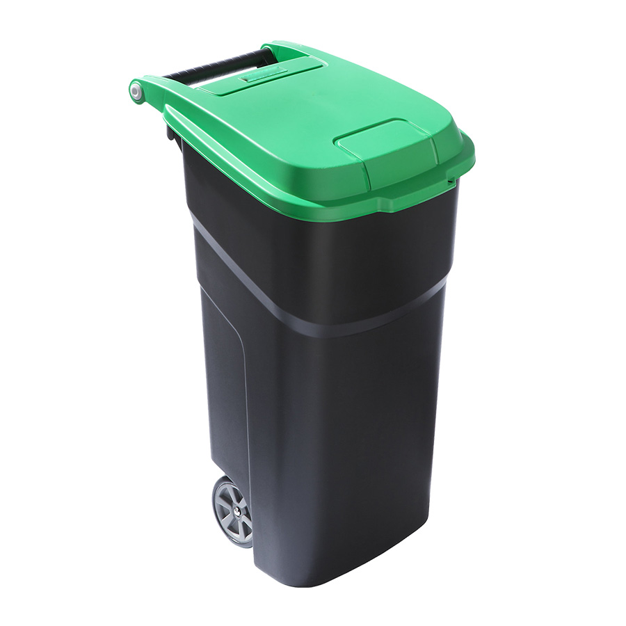 [050007] Basurera para interior de 100 lts de capacidad con tapa - Dim.: 590x510x920h mm - Negro y verde