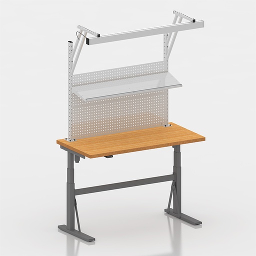 [050021] Estación de trabajo con encimera regulable en altura eléctricamente - Dim.: 1500x750x690/1160h mm - Gris ral 7037 y gris ral 7035