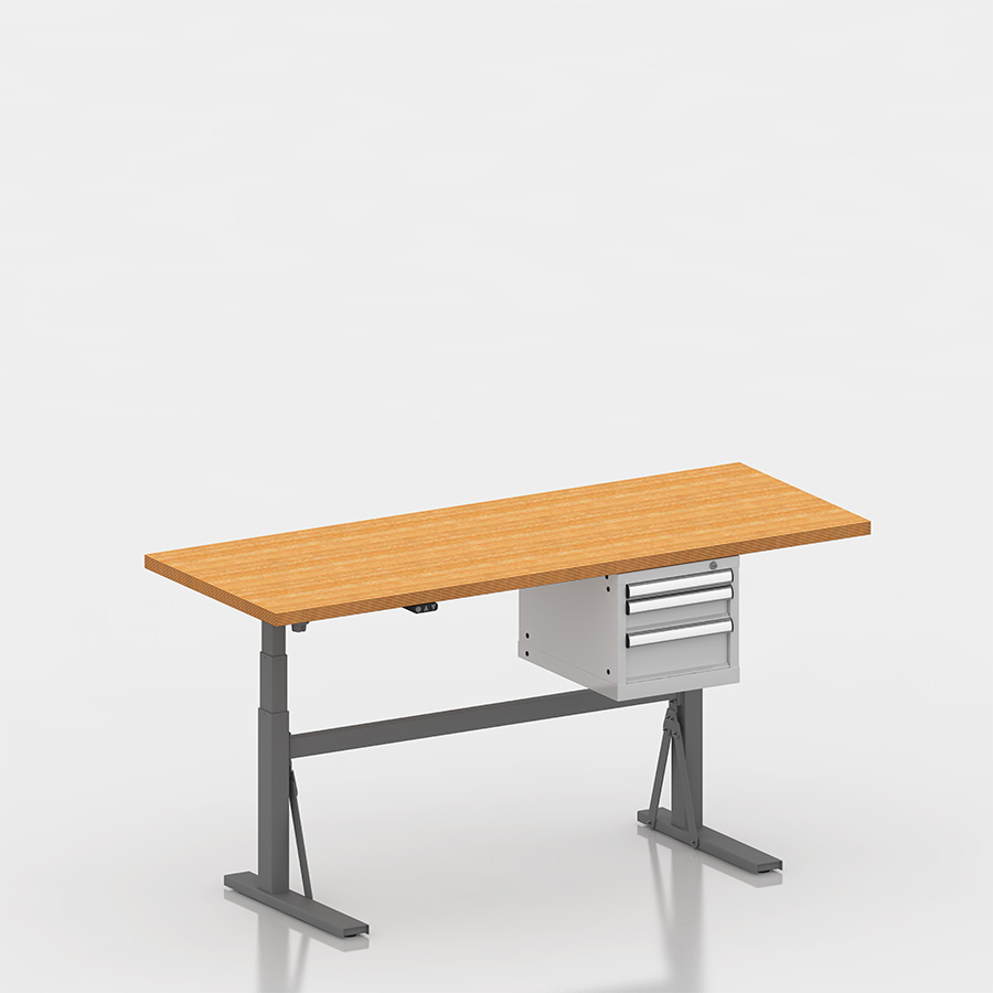 [050022] Estación de trabajo con encimera regulable en altura eléctricamente - Dim.: 2000x750x690/1160h mm - Gris ral 7037 y gris ral 7035